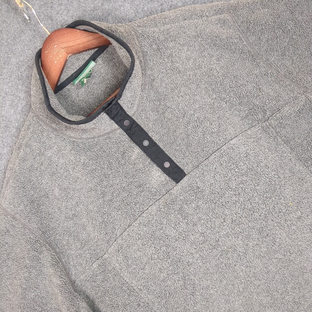 LL Bean Mens Gray Snap-T Fleece Pullover Mock Neck Jacket Large OBFC3